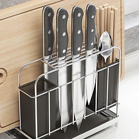 Mua KỆ INOX ĐỂ DAO THỚT ĐŨA ĐẶT BÀN CÓ KHAY HỨNG NƯỚC INOX304