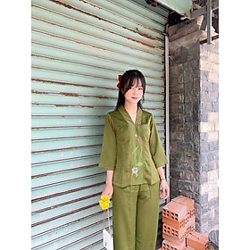 ĐỒ LAM ĐI CHÙA #Mã Freeship Xtra# Bà Lai Lụa Pháp Thêu Sen