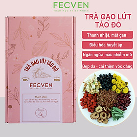 Trà Gạo Lứt Táo Đỏ Fecven - Giúp Thanh Lọc Cơ Thể, Giảm Mỡ Máu, Giải Độc Gan - Kiểm Soát Đường Huyết, Ngăn Ngừa Ung Thư - Tăng Cường Miễn Dịch - 8 Thành Phần: Gạo Lứt Đỏ, Đậu Đen Xanh Lòng, Đậu Đỏ, Kỳ Tử, Táo Đỏ, Hoa Cúc, Hoa Nhài, Cỏ Ngọt