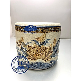 Mua BÁT NHANG BẰNG SỨ MEN RẠN NỖI HỌA TIẾT HÌNH BÔNG HOA SEN HANH15005