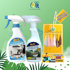 Combo Nước Lau Bếp Đa Năng,Tẩy Xoong Nồi Siêu Sạch+Tẩy Cặn Canxi Nhà Tắm,Tẩy Vách Kính Vòi Sen Inox,Tẩy Ố Vàng Nhà Vệ Sinh 4G Dr.C