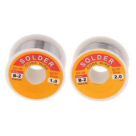 2Pcs 1.0mm 2.0mm 100g 63/37 Rosin Core Flux 2.0% Tin Lead Soldering Solder Wire