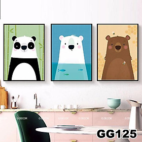 Mua Tranh treo tường canvas 3 bức phong cách hiện đại Bắc Âu 101  tranh anime trang trí phòng cho bé  phòng khách  phòng ngủ