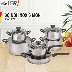 Mua Bộ nồi chảo inox 6 món cao cấp Kieler RW1222 nấu nhanh  tiết kiệm điện (Gồm 4 nồi và 2 chảo)