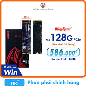 Ổ cứng SSD KingSpec 128GB M2 cài sẵn Win 10 / 128G PCIe NVMe - Hàng Chính Hãng