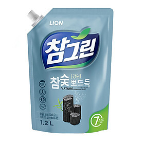 Nước Rửa Rau Quả Và Chén Bát CJ Lion Real Green Tinh Chất Than Hoạt Tính 1.2kg