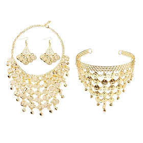 3Pcs Belly Dance Jewelry Set Necklace Earrings Dangle Earrings Dancewear
