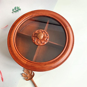 Mua Kha Đựng Bánh Mứt Kẹo Ngày Tết  Hộp Gỗ Hương có Đế Xoay đường kính 29cm
