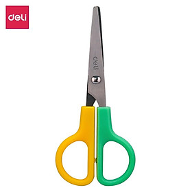 Mua Kéo mũi tròn học sinh Deli có đầu bọc bảo vệ  Vàng/Xanh dương/Hồng - ED60601