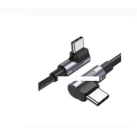 Cáp USB type C màu đen bọc nhôm dây dù chống nhiễu US335 Ugreen 70697 1.5m 2 đầu bẻ 90 độ vuông góc - hàng chính hãng