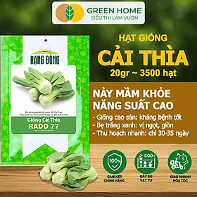 Hạt Giống Rau Cải Thìa Greenhome, Gói 20g~3500 hạt, Dễ Trồng Quanh Năm, Nảy Mầm Cao, Thu Hoạch Nhanh, Năng Suất Cao R08 - CẢI THÌA R08
