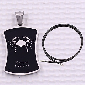 Mặt dây chuyền cung Cự Giải - Cancer inox trắng kèm vòng cổ dây cao su đen + móc inox trắng, Cung hoàng đạo
