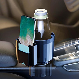 Car Cup Holder Phone Mount Multifunctional Cell Phone Holder Adapter Easily Install Black Holds Mug in Diameter 105mm 360° Rotating Bottom