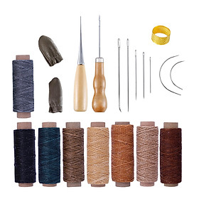 Leather Craft Sewing Working Tool Kit with Stitching Needle Waxed Thread Awl