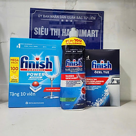 Combo Viên rửa bát Finish 110 viên + Muối Finish 1.2kg + Nước làm bóng Finish 400ml