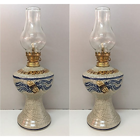 Mua Cặp đèn thờ đốt dầu men rạn cao cấp - đồ thờ AN13053 - Tặng kèm chai dầu đốt đèn 500ml