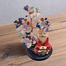 Money Tree Feng Shui Crytal Money Tree Office Home Table Feng Shui Decor with Monk Statues Home Decor Gifts