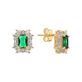 Bông Tai Bạc Ý Đính Emerald Tổng Hợp