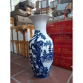 Lọ hoa gốm sứ - Lộc bình gốm sứ Bát Tràng  " Bình An Phú Quý"_Họa tiết chùa, công, mẫu đơn