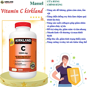 Vitamin C Kirkland Signature Mỹ tăng sức đề kháng, thức đẩy sẩn xuất collagen tự nhiện, sáng da, nhanh lành bệnh - Massel Official