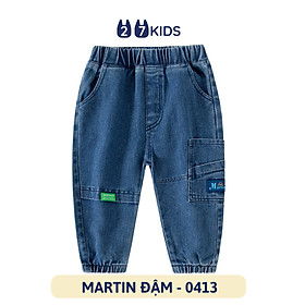 Quần jean dài bé trai 27Kids WELLKIDS quần bò mềm lưng chun nam cho trẻ từ