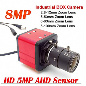 Máy ảnh AHD 4K 8MP công nghiệp HD 5MP CCTV Bảo mật AHD Hộp hộp với 5-50mm 2,8-12mm 6-60mm Zoom Zoom Zoom Kích thước cảm biến ống kính: 5MP 2.8-12mm