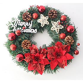 Mua Vòng Hoa Trang Trí Noel KCS15 size 40cm Tặng Kèm Đèn Vòng Nguyệt Quế Giáng Sinh