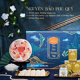 Yến Sào Hoàng Kim - Hộp Quà Nguyên Bảo Phú Quý (50g Tổ Yến Thượng Hạng & 4 Hũ Yến Chưng Đường Phèn) - Quà Biếu Cao Cấp, Sang Trọng