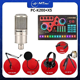 Combo sound card X5 + mic thu âm K200  chuyên hát nhạc livestream tặng kèm full phụ kiện hát nhạc cực hay