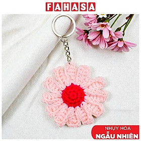 Móc Khoá Len Hoa Cúc - Màu Hồng (Nhụy Hoa Màu Ngẫu Nhiên)