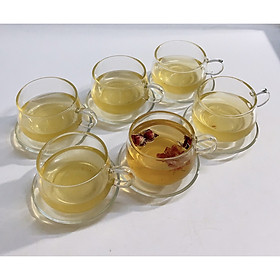 Mua BỘ 6 LY THỦY TINH UỐNG TRÀ KÈM 6 ĐĨA LÓT TÁCH CAO CẤP - VD721