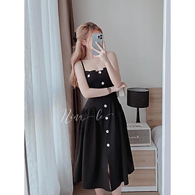 Đầm váy hai dây dáng xòe xếp ly sang chảnh, màu sắc( Da, Trắng, Đen) giúp nàng nổi bật dạ tiệc, dạo phố.