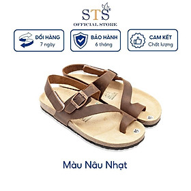 Sandal DA BÒ THẠT NGUYÊN TẤM Quai Xỏ Ngón Khóa Dán hàng cao cấp xuất khẩu ST20 BH 6 THÁNG