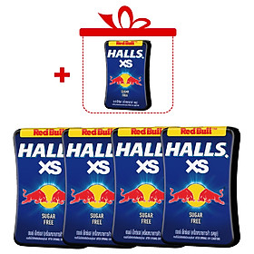 Combo 4 Hộp Kẹo Ngậm Không Đường Halls XS Redbull 13.8g (Tặng 1 Hộp Cùng Loại)
