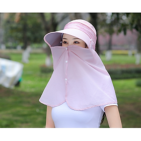 Mũ rộng vành kèm khẩu trang chống nắng chống tia uv cao cấp, nón khẩu trang chống nắng 360 đô