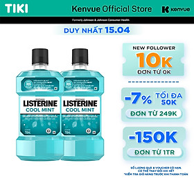 Bộ Đôi Nước Súc Miệng Hương Bạc Hà Listerine Cool Mint (750ml/ Chai) - 8850007800071