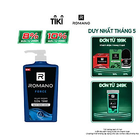 Sữa tắm cao cấp Romano Force mạnh mẽ tự tin sạch sảng khoái 650gr