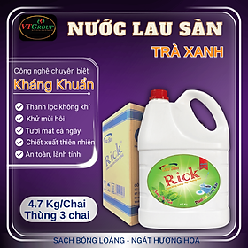 Nước lau sàn Rick 4.7kg (3 chai/ thùng) - Tặng 1 nước rửa chén Zily chanh dây 750g