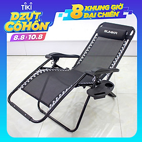 Ghế xếp thư giãn SUMIKA 179A - Khóa kim loại, khung thép tròn, tải trọng 200kg