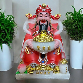 Tượng tài địa đá đỏ phú quý RỒNG VIỆT, tượng thần phát 8inch, tài địa 6inch cho ban thờ ngang 48cm