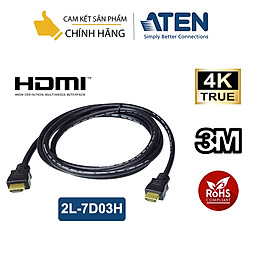 Cáp HDMI Cao cấp True 4K Aten 2L-7D03H 3 mét, HDMI 2.2, 3D, Ethernet