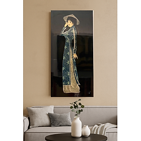 Mua Tranh sơn mài cô gái áo dài Việt Nam cẩn trứng hàng xuất khẩu 30x60 cm