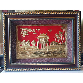 Mua Tranh đồng vàng nguyên chất liền tấm -THÁP RÙA HỒ GƯƠM - CHÙA MỘT CỘT - VĂN MIẾU QUỐC TỬ GIÁM HÀ NỘI