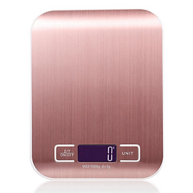 Cân điện tử mini dùng trong nhà bếp chuyển đổi được đơn vị đo, cân đo thực phẩm-Màu Hoa hồng vàng-Size Phạm vi hoạt động bằng pin 5kg