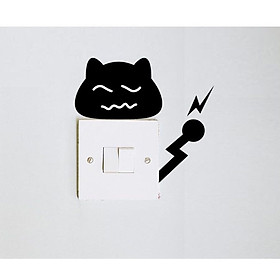 10 hình dán công tắc Mèo đen ngộ nghĩnh trang trí nhà cửa sáng tạo