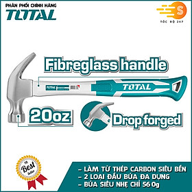 Mua Búa nhổ đinh và đầu vuông TOTAL THTS7308 (220g)  THT73206 (560g) - đầu búa được làm từ thép Carbon siêu cứng  tay cầm thế hệ mới chắc chắn