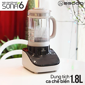 Máy Làm Sữa Hạt Cao Cấp Chống Ồn 2Good Sona 6 (Model 2024) Lưỡi Dao Tháo Rời - Cải Tiến 2Good Sona i8 - Hàng Chính Hãng