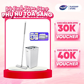 Mua Combo 3 Bông Lau + 1 Bộ Lau Nhà MyJae Đài Loan Sợi Microfiber 2 Ngăn Tự Vắt Xoay 360 Độ Thông Minh 123cm