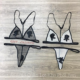 Set Đồ Lót Lọt Khe Phối Ren Thêu Hoa Hồng Sexy - Hàng Thiết Kế