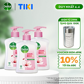 Combo 3 chai nước rửa tay Dettol kháng khuẩn dưỡng da - Chai 250g